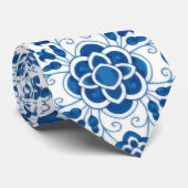 Portugees blauw Azulejos Tile Pattern Stropdas (Opgerold)