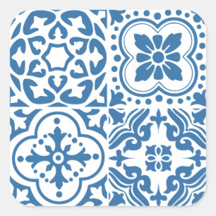 Portugees blauw tegels 2 vierkante sticker