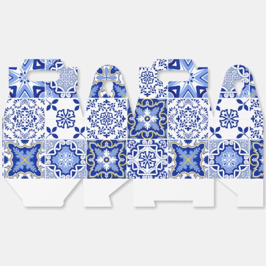 Portugees blauw-wit tegelpatroon gunstcadeau doos bedankdoosjes (Ongevouwen)