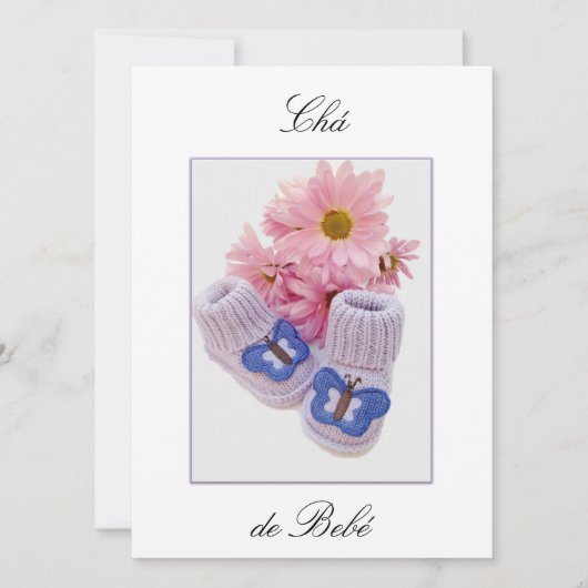 Portugees: Botinhas: Convite Chá de Bebe Kaart (Voorkant)