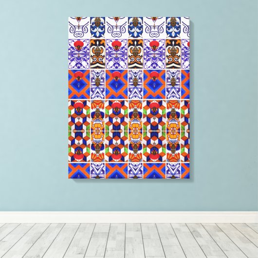 Portugees design canvas afdruk (Insitu (Houten vloer))