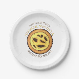 Portugees Eirog Custard Tart Pastry-voedselfestiva Papieren Bordje