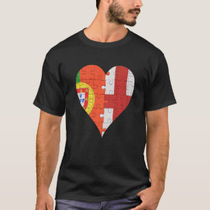 Portugees Engels Vlag Heart T-shirt