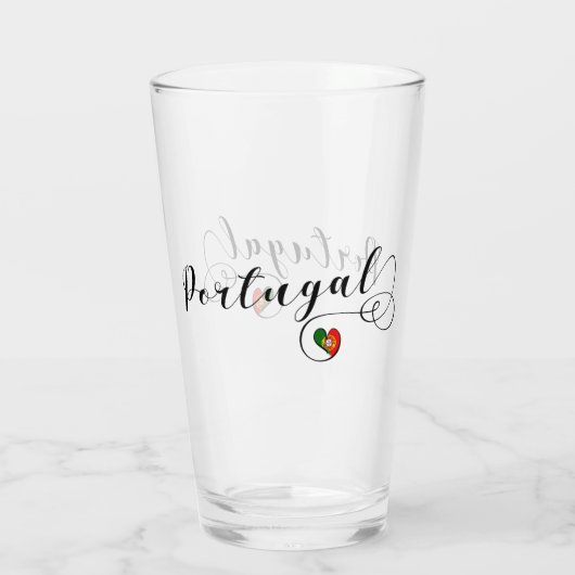 Portugees Flag Heart Design, Portugal Glas (Achterkant)