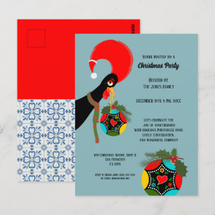 Portugees haan Kerstmis Bauble Party Briefkaart