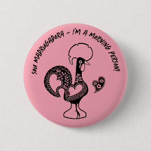 Portugees Haan Vroege Riser Modern Silhouet Ronde Button 5,7 Cm