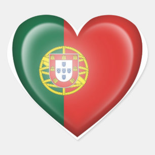 Portugees Hart Vlag op Wit Hart Sticker
