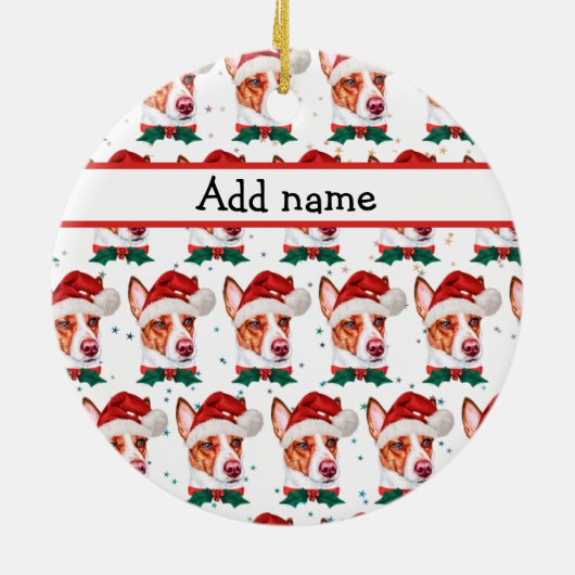 Portugees Hondenras kerststerren in Podengo Keramisch Ornament (Achterkant)