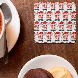 Portugees Hondenras kerststerren in Podengo Vierkante Kartonnen Onderzetter