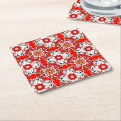 Portugees keramisch tegelpatroon vierkante kartonnen onderzetter (Schuin)