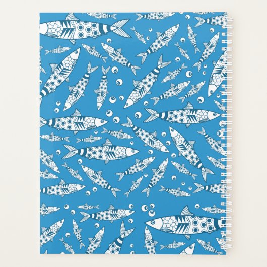 Portugees Lissabon Sardines Pattern Azulejos Blue Planner (Achterkant)