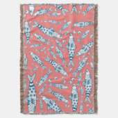 Portugees Lissabon Sardines Pattern Azulejos Pink Deken (Voorkant Verticaal)