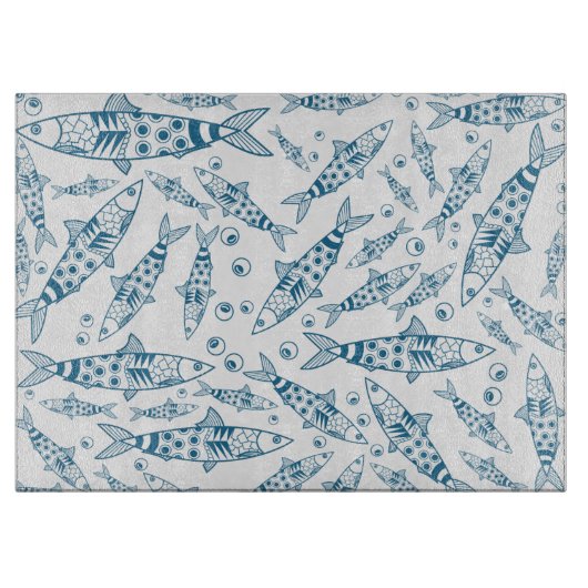 Portugees Lissabon Sardines Pattern Azulejos White Snijplank (Voorkant)