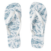 Portugees Lissabon Sardines Pattern Azulejos White Teenslippers (Voetbed)