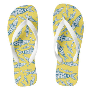 Portugees Lissabon Sardines Pattern Azulejos Yello Teenslippers