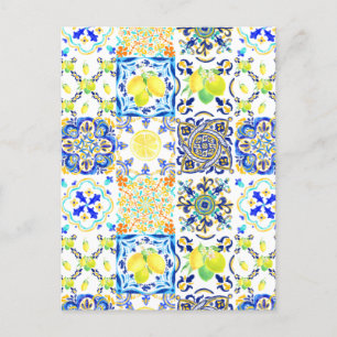 Portugees Majolica Azulejo Mediterranean Lemon Briefkaart