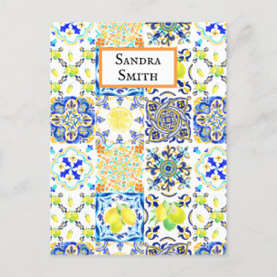 Portugees Majolica Azulejo Mediterranean Lemon Briefkaart