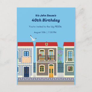 Portugees mooie huizen met tegels of azulejos briefkaart