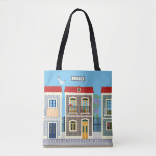 Portugees mooie huizen met tegels of azulejos draagtas