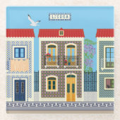 Portugees mooie huizen met tegels of azulejos glazen onderzetter (Voorkant)