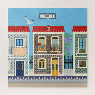 Portugees mooie huizen met tegels of azulejos legpuzzel