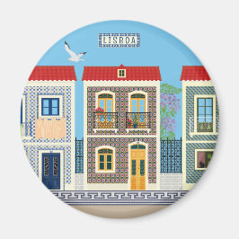Portugees mooie huizen met tegels of azulejos magneet