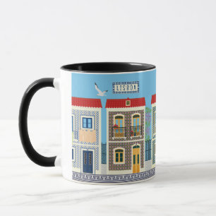 Portugees mooie huizen met tegels of azulejos mok