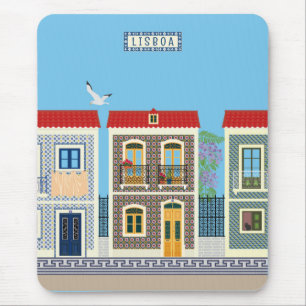 Portugees mooie huizen met tegels of azulejos muismat