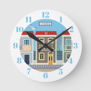 Portugees mooie huizen met tegels of azulejos ronde klok