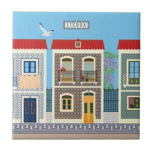 Portugees mooie huizen met tegels of azulejos tegeltje