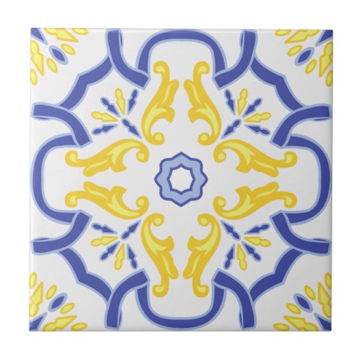 Portugees Portugal Mediterraan blauw geel Tegeltje (Voorkant)