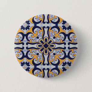 Portugees tegelpatroon ronde button 5,7 cm