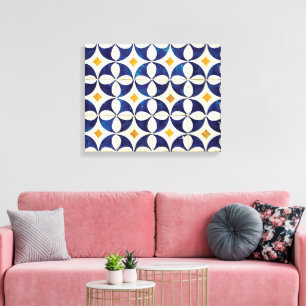 Portugees tegels - Azulejo Pattern-ontwerp Canvas Afdruk