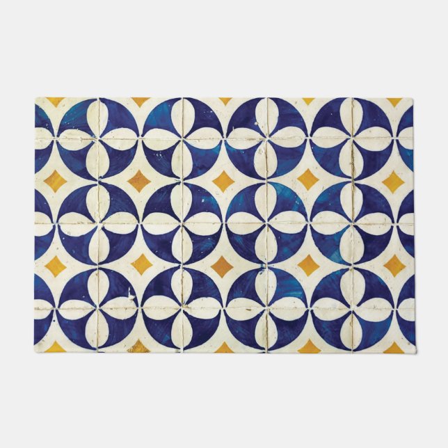 Portugees tegels - Azulejo Pattern-ontwerp Deurmat (Voorkant)