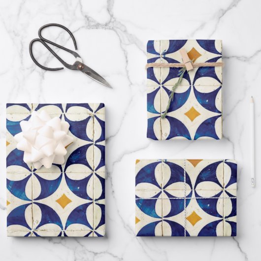 Portugees tegels - Azulejo Pattern-ontwerp Inpakpapier Vel (Voorkant)