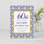 Portugees Tegels Blauw 60e Verjaardag Mediterraan Kaart (Staand voorkant)