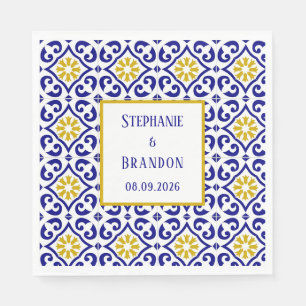 Portugees Tegels Blauw Mediterraans Bruiloft Servet