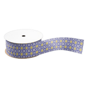 Portugees tegels Blauw Wit Mediterraan Grosgrain Lint