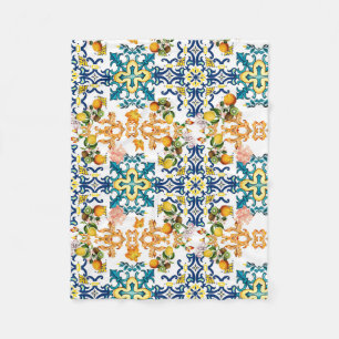 Portugees  tegels kiwi en citroenmoer cu fleece deken