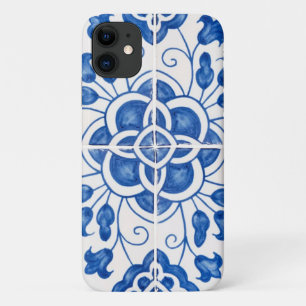 Portugees Tegels Mediterraan Blauw Bloemen iPhone 11 Hoesje
