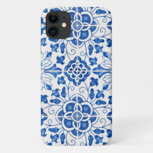 Portugees Tegels Mediterraan Blauw Bloemen iPhone 11 Hoesje