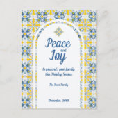 Portugees tegels Vrede en Vreugde Kerstkaart Feestdagenkaart (Voorkant)