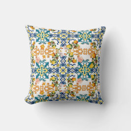 Portugees  tiles kiwi en citroenpatroon kussen