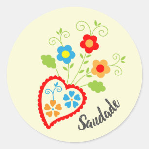 Portugees volkshart met saudade-woord ronde sticker