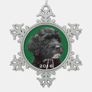Portugees Water Dog Snowflake Ornament Green