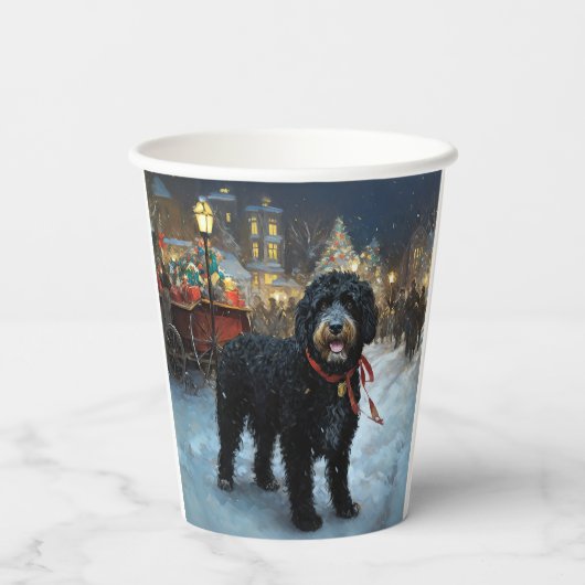 Portugees Water Hond Kerstfeest Seizoen Papieren Bekers (Achterkant)