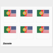 Portugese Amerikaanse vlag Vierkante Sticker (Vel)