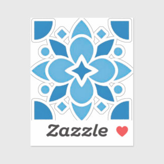 Portugese Azulejo Blauwe Tegel Bloemen Vinyl Stick Sticker