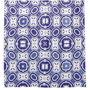 Portugese azulejo-tegels. Minimale vormgeving. Douchegordijn