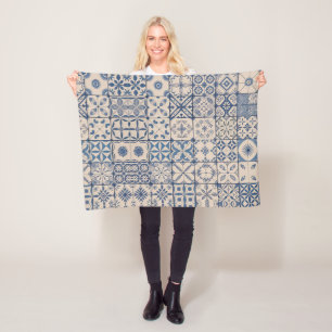 Portugese Azulejo Tegeltje Fleece Deken – Knus Bla